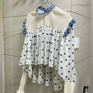 Philosophy di Lorenzo Serafini Ivory and Blue Midi Dress